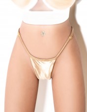 FAF Lingerie. Gold Elastic Adjustable Thong. FAF-901(2X), Color: AS SHOWN