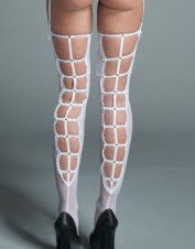 FAF Lingerie. White Bridal Thigh Highs. FAF-D264, Color: AS SHOWN