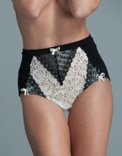 FAF Lingerie. High Waisted Panties with Modal Jersey and Lace. FAF-H716(2X), Color: AS SHOWN