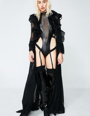 RUFFLE SHEER MESH ROBE