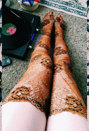 Thigh Highs With Lace Top and Lace Sock Part