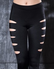 FAF Lingerie. Side Ripped Black Leggings. FAF-374(2X), Color: AS SHOWN